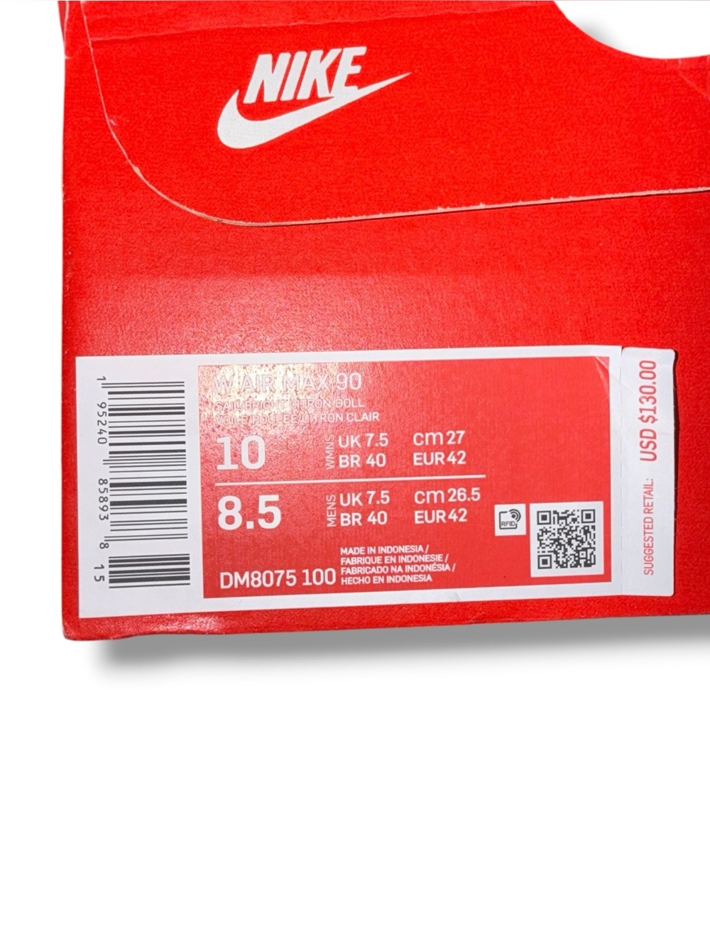 New in Box: NIKE AIR MAX 90 PATCHWORK WOMENS US 10 / EUR 42 - NIKE / DM8075-100 - Picture 16 of 16